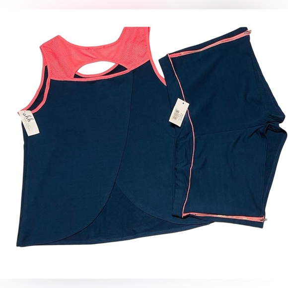 RHONDA SHEAR TWO-PIECE PAJAMA SET  SHORT PANTS WOMENS NAVY BLUE COLOR SIZE XL - Picture 2 of 14